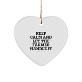 Funny Farmer Gifts for Men and Women - 'Keep Calm And Let The Farmer Handle It' Heart Ornament, Christmas Unique Gifts from Family, Friends, Coworkers - Image 1